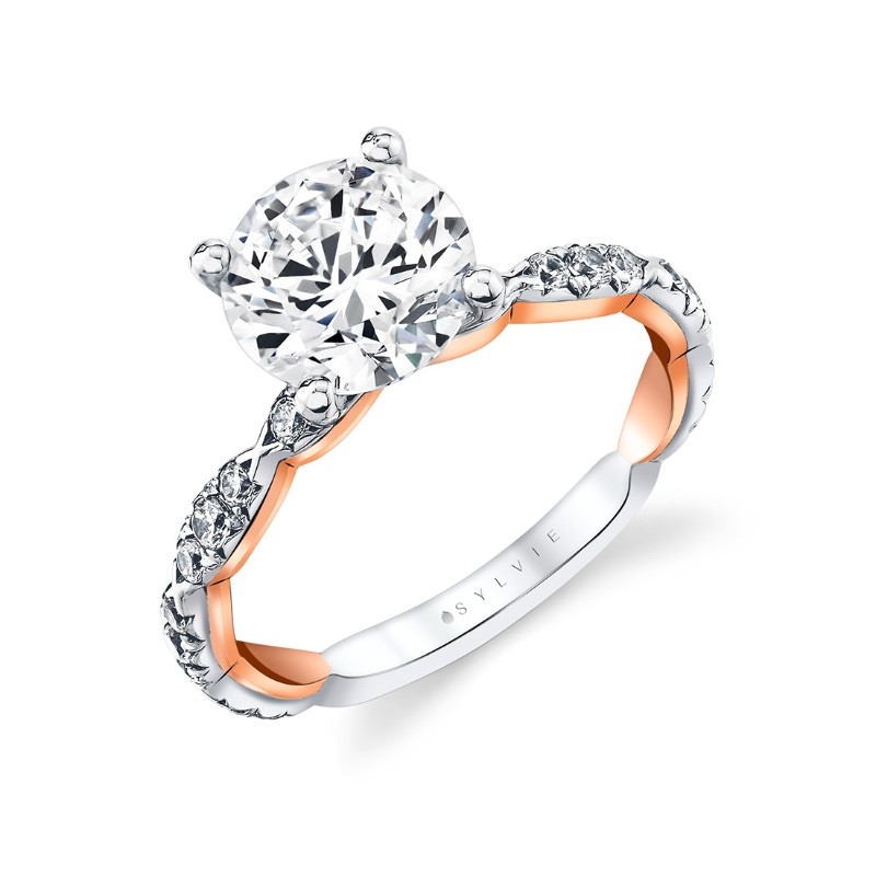 Iconelle Two Tone Pinched Engagement Ring - Josephine