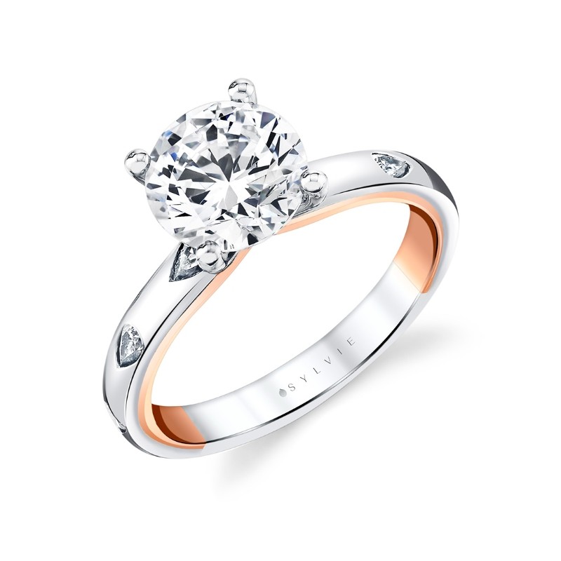 Iconelle Two Tone Flush Set Pear Engagement Ring - Drew