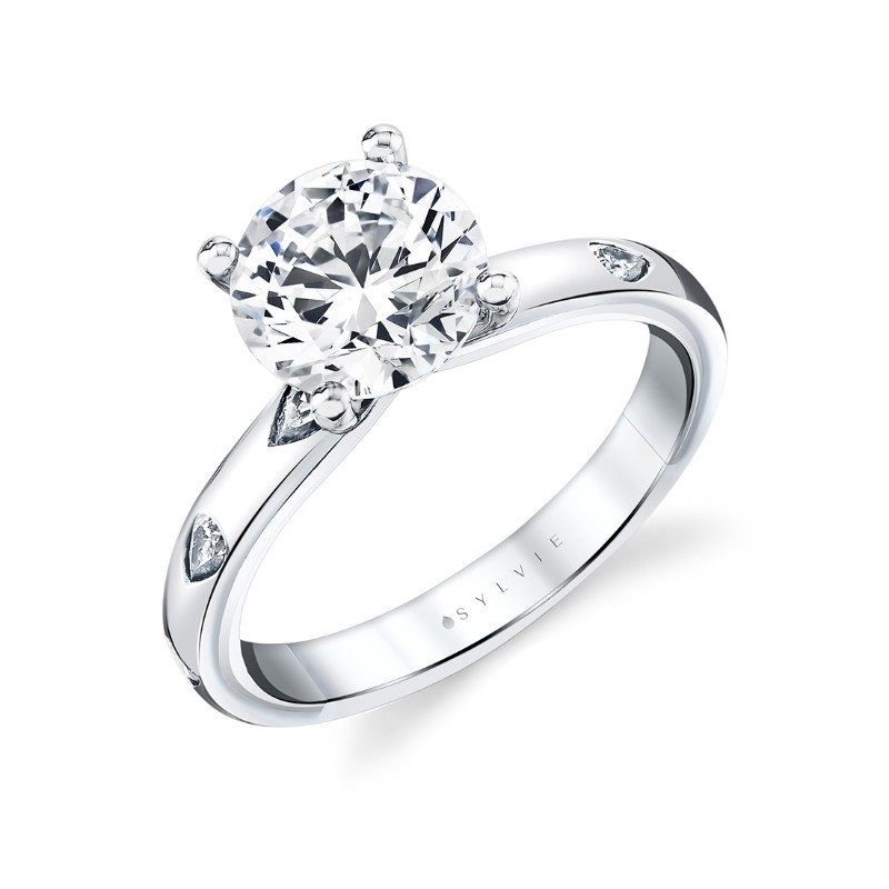 Iconelle Two Tone Flush Set Pear Engagement Ring - Drew