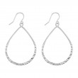 STERLING SILVER (RHODIUM PLATED)THIN HAMMERED TEARDROP EARRINGS ON WIRES