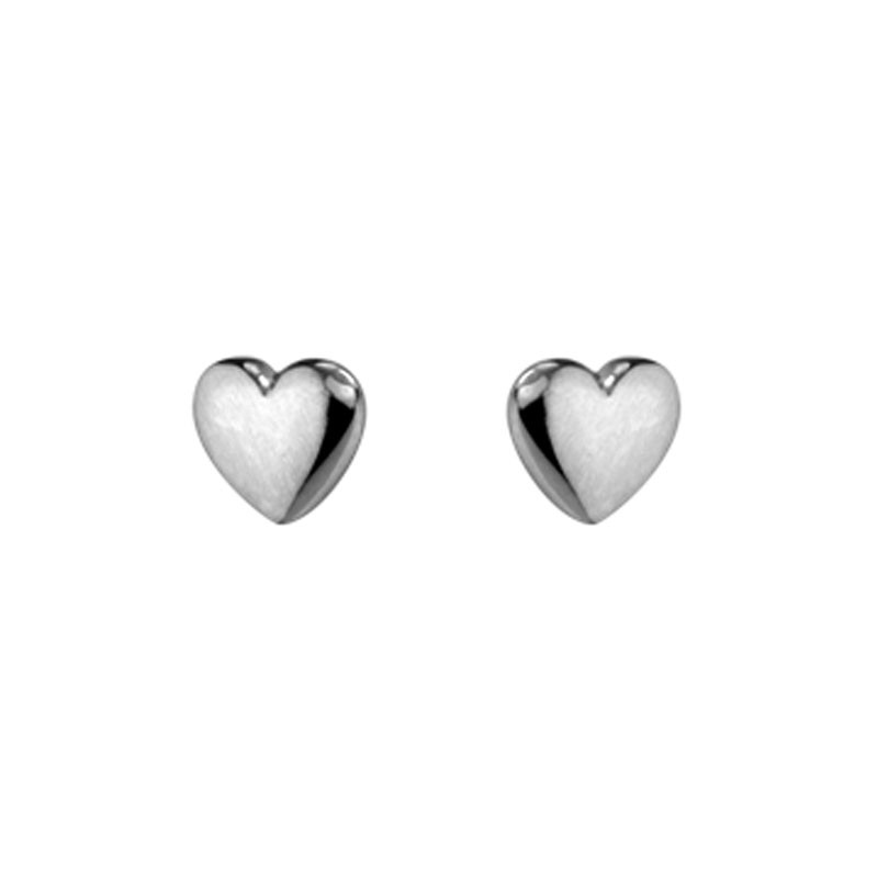 STERLING SILVER (RHODIUM PLATED) POLISHED PUFFED HEART POST EARRINGS