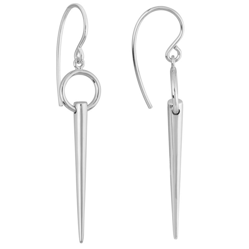 STERLING SILVER (RHODIUM PLATED) SPIKE EARRINGS ON WIRES