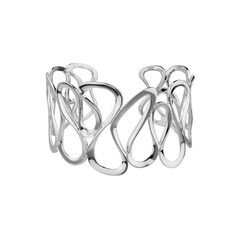 STERLING SILVER (RHODIUM PLATED) OPEN ABSTRACT SWIRLS CUFF BRACELET