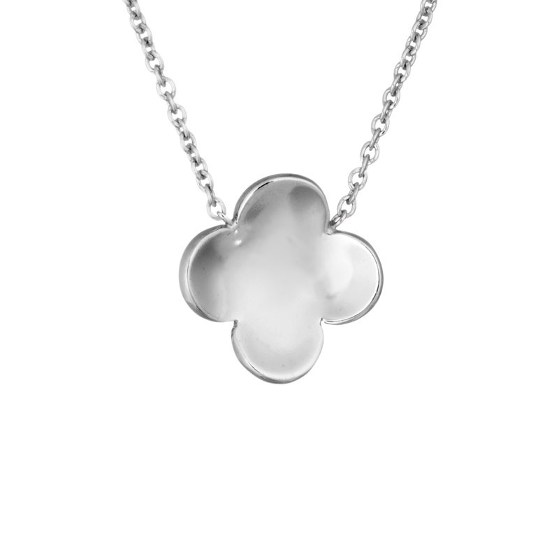 STERLING SILVER (RHODIUM PLATED) FLOWER NECKALCE
