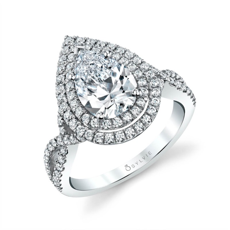 Unique Double Halo Engagement Ring - Jocelina