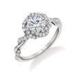 Round Cut Spiral Halo Engagement Ring - Gabrielle