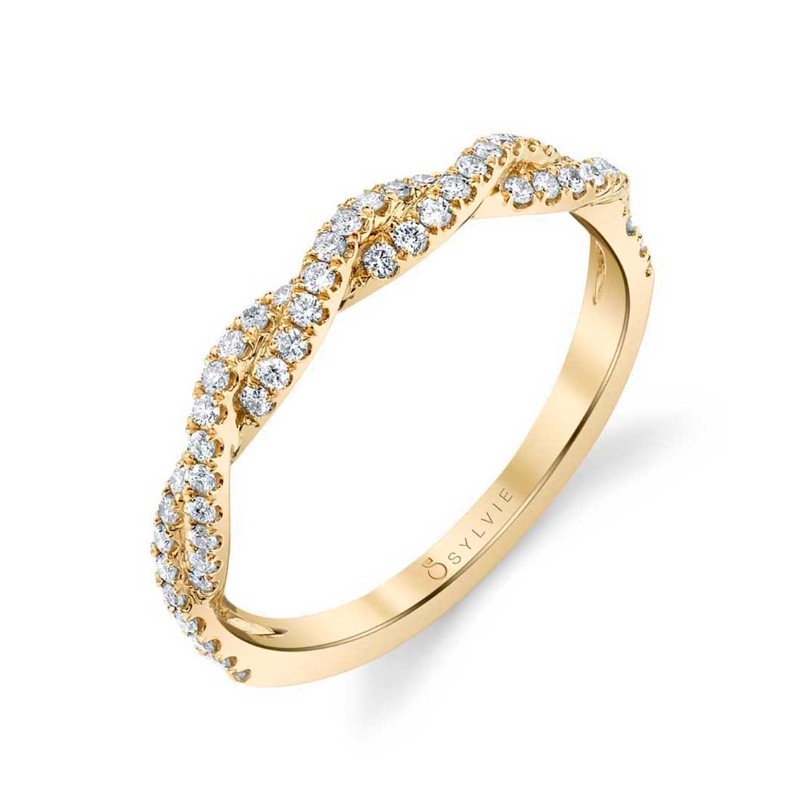 Round Cut Double Diamond Spiral Wedding Ring - Gina