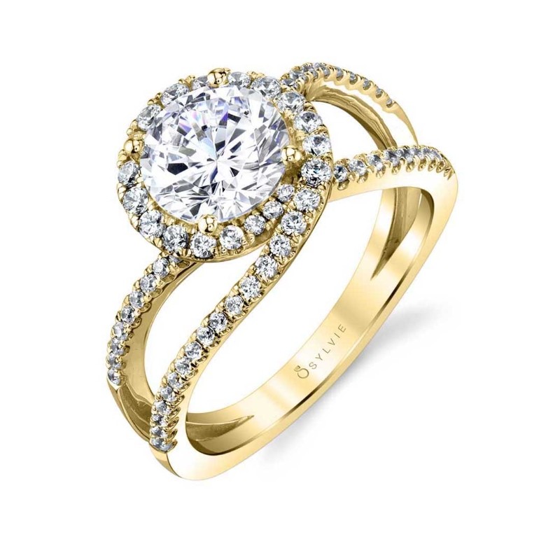 Round Cut Swirl Split Shank Engagement Ring - Marissa