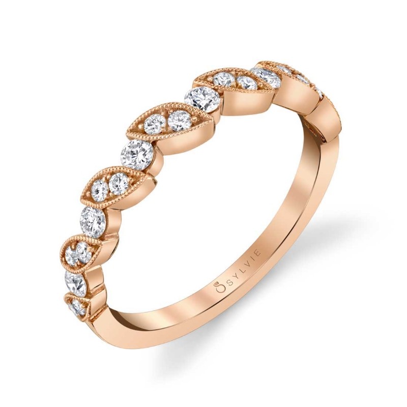 Stackable Rose Gold Diamond Band - Lily