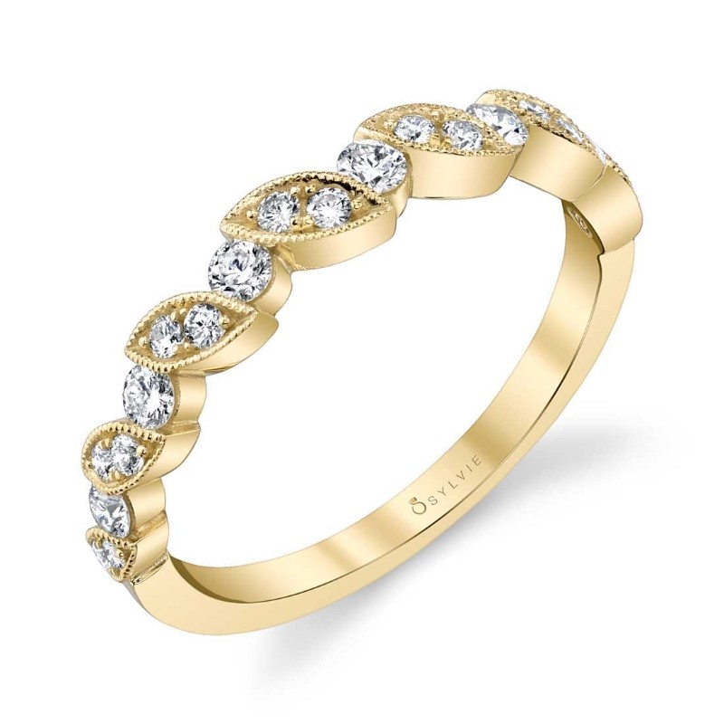 Stackable Yellow Gold Diamond Band - Lily