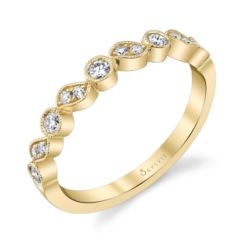 Yellow Gold Stackable Wedding Band - Mila