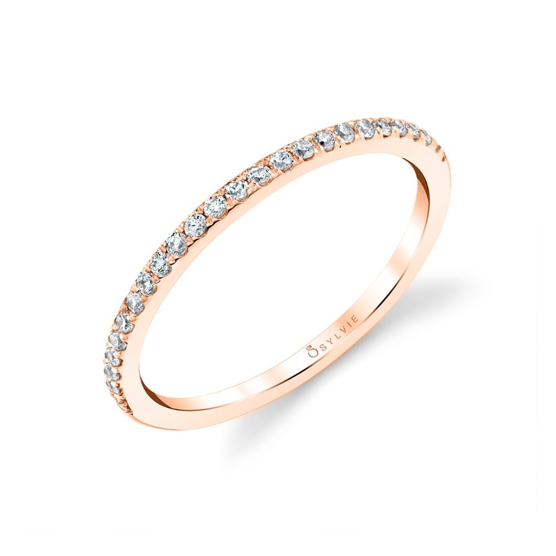 Round Cut Thin Wedding Band -Serena