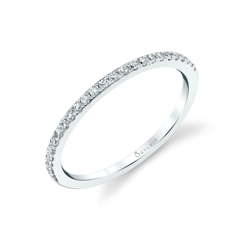 Round Cut Thin Wedding Band -Serena