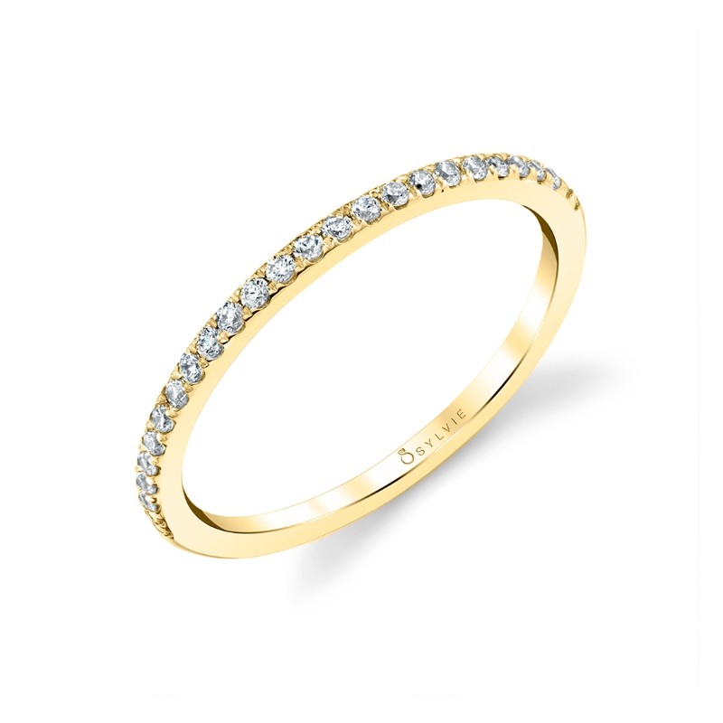 Round Cut Thin Wedding Band -Serena
