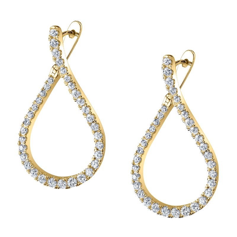 Modern Diamond Hoop Earrings - 1.5 Carat