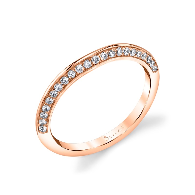 Round Cut Unique Diamond Wedding Band - Livia