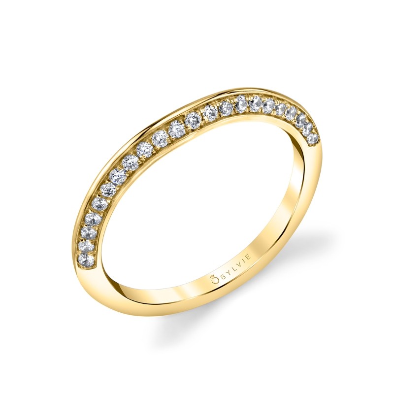 Round Cut Unique Diamond Wedding Band - Livia