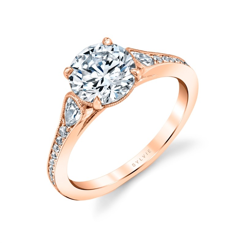 Round Cut Unique Engagement Ring - Esmeralda