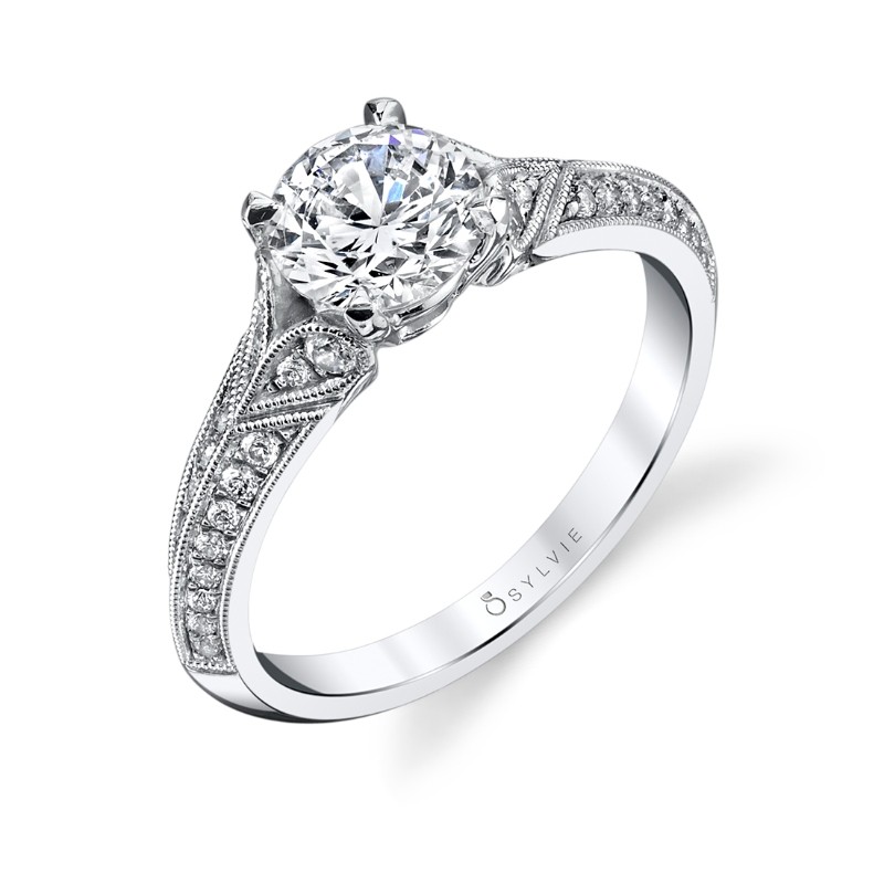 Round Cut Modern Vintage Engagement Ring - Arianna