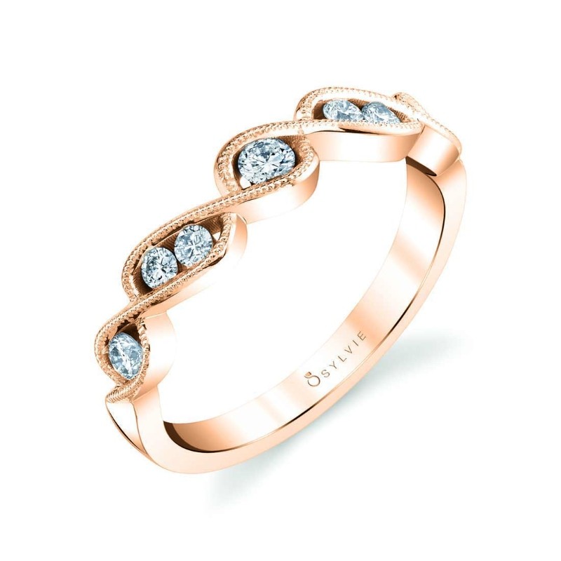 Unique Rose Gold Spiral Wedding Band - Amanda