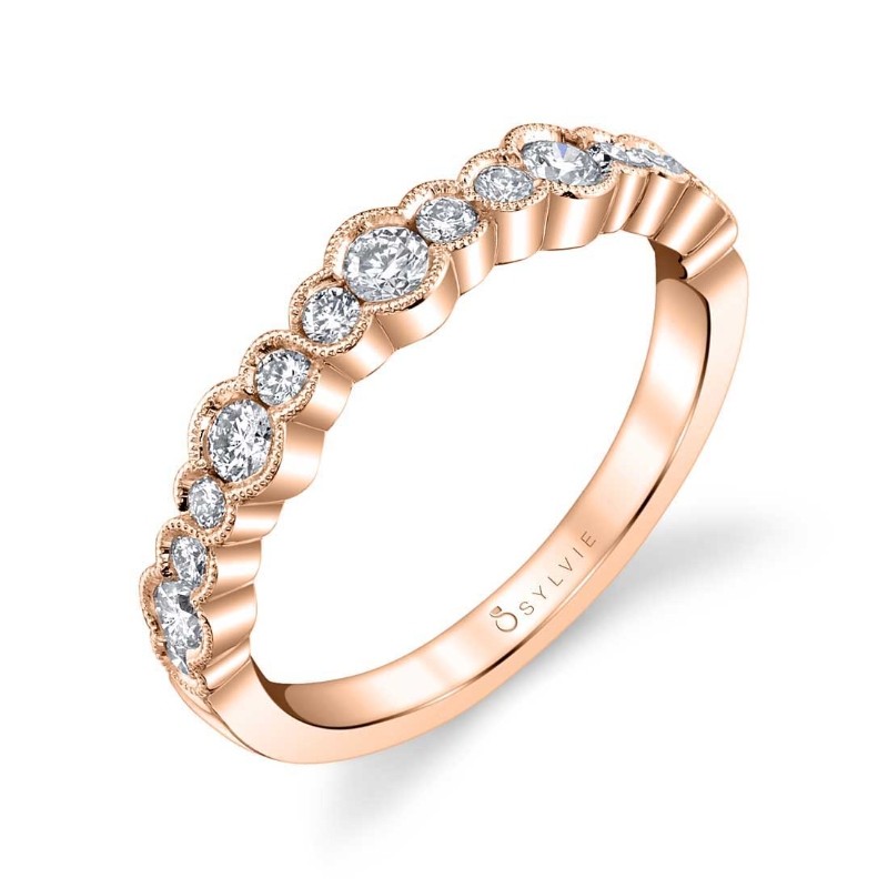 Unique Rose Gold Stackable Wedding Band - Sophia
