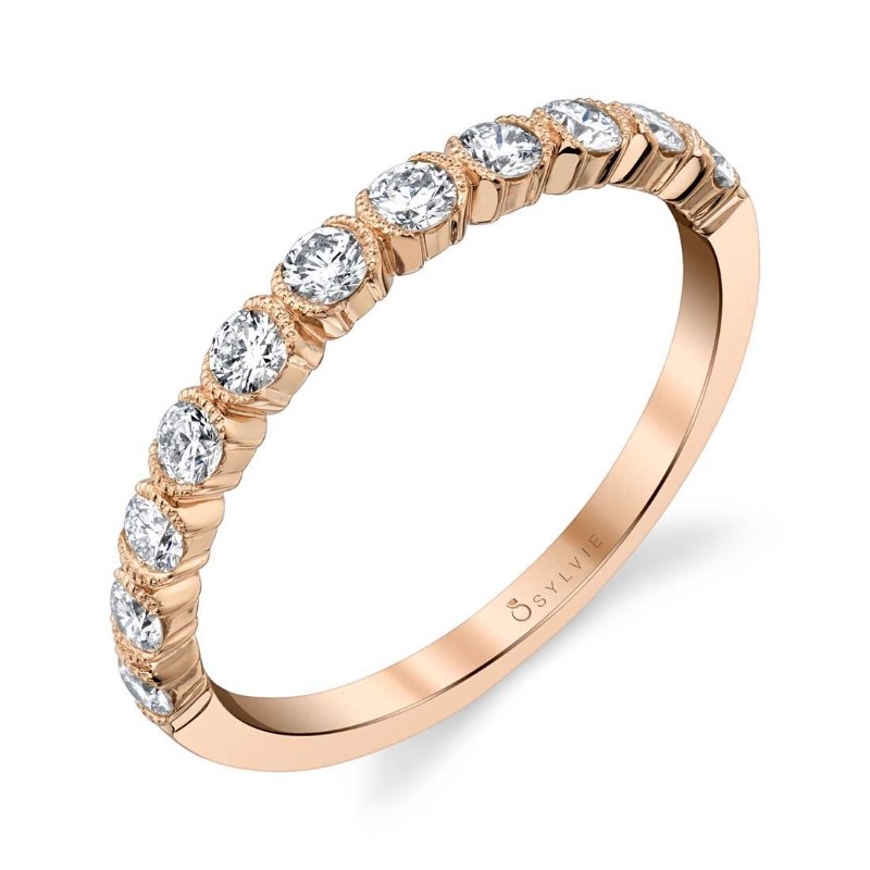 Unique Bezel Set Stackable Band - Margot