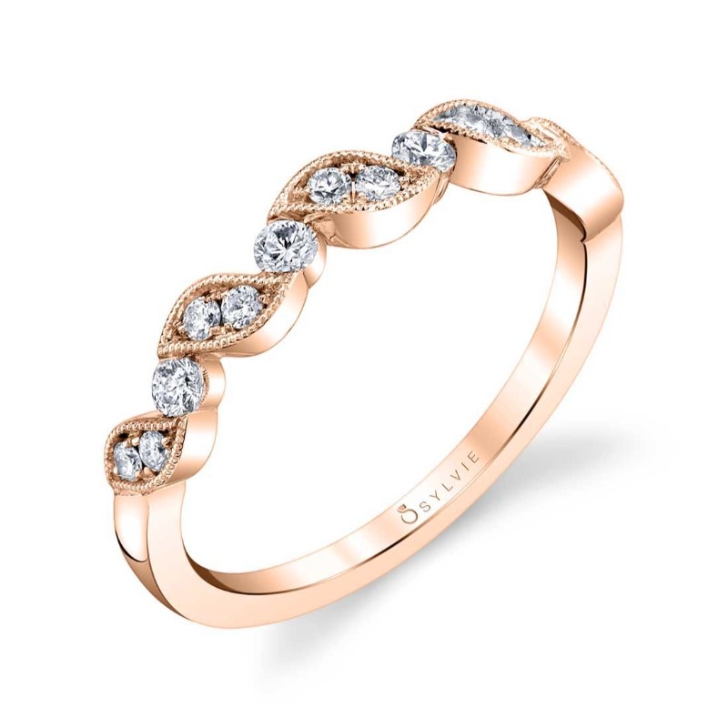 Unique Rose Gold Stackable Wedding Band - Roxanne