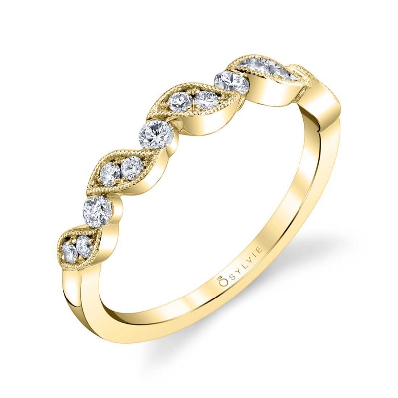 Unique Yellow Gold Stackable Wedding Band - Roxanne
