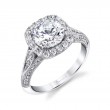 Round Cut Unique Halo Engagement Ring - Naomi