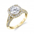 Round Cut Unique Halo Engagement Ring - Naomi