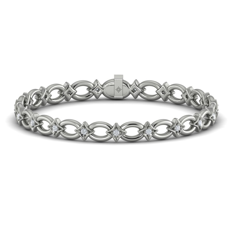 Interlocking Open Circle and Vlora Star Bracelet with Diamonds
