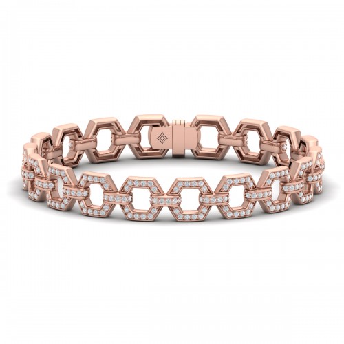 Diamond Open Honeycomb Link Bracelet