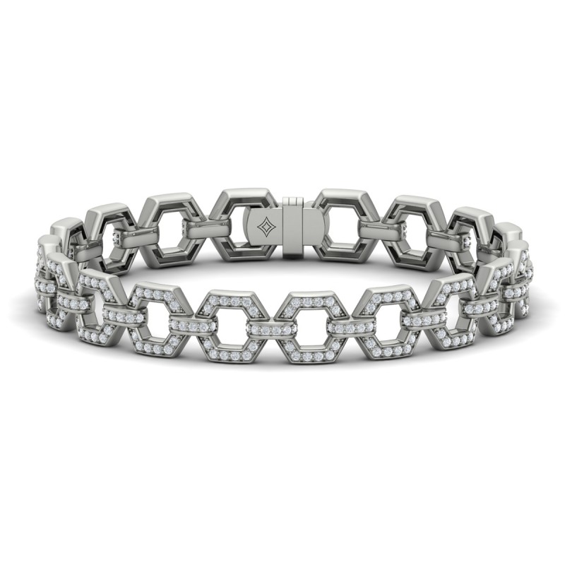 Diamond Open Honeycomb Link Bracelet