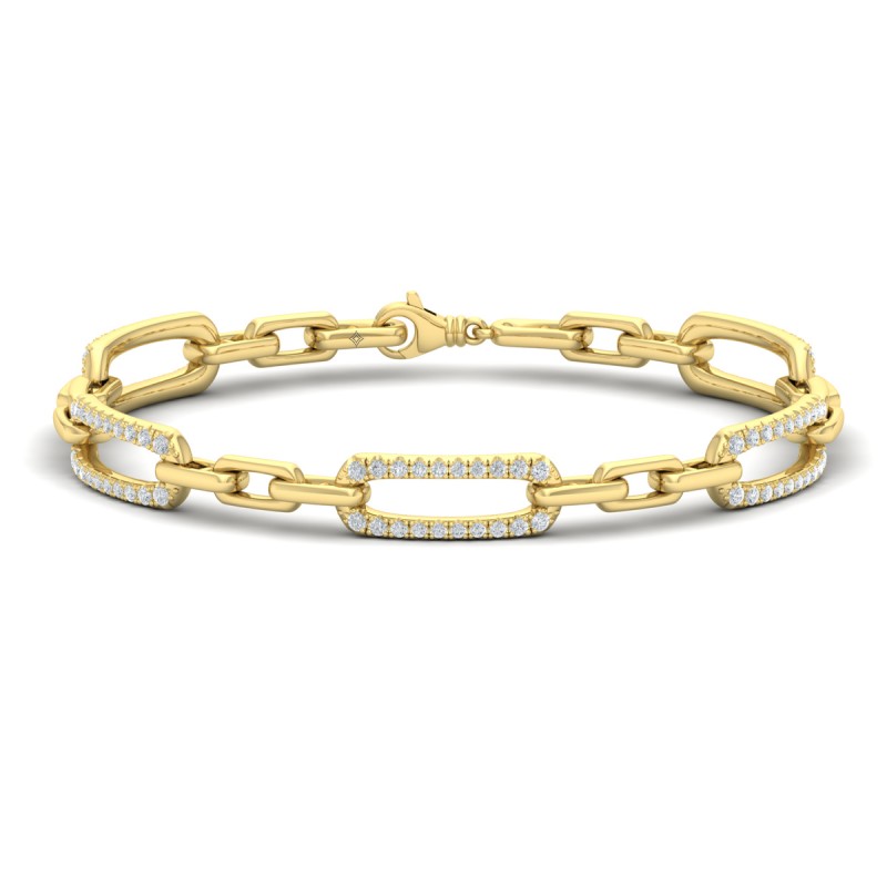 Diamond East West Open Oval Link Bracelet