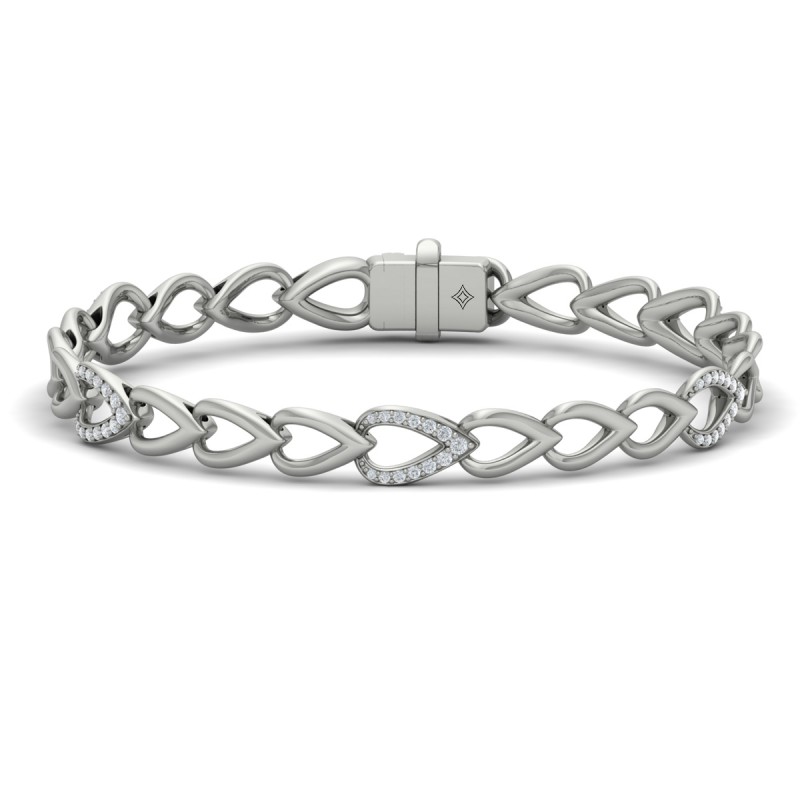 Diamond Open Tear Drop and Multi Tear Drop Link Bracelet