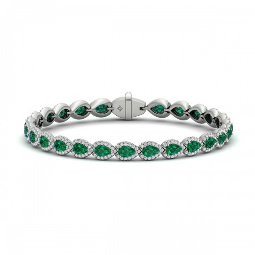 Diamond and Emerald Hinged Bangle