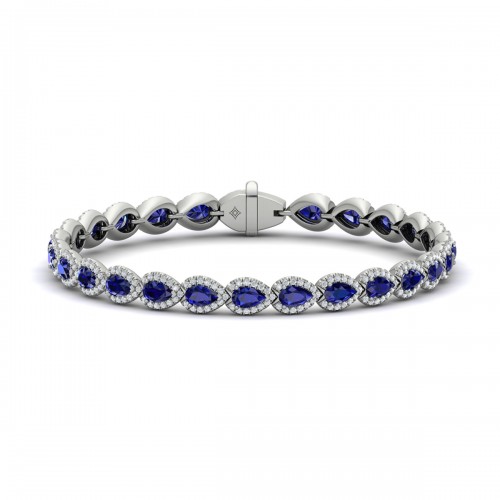 Diamond and Sapphire Hinged Bangle