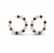 Forward-facing Diamond and Blue Sapphire Open Hoop Earrings