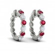 Diamond and Ruby Twist Hoop Earrings