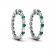 Diamond and Emerald Twist Hoop Earrings