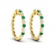 Diamond and Emerald Twist Hoop Earrings