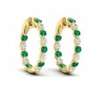 Inside Out Diamond and Emerald Hoop Earrings
