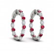 Inside Out Diamond and Ruby Hoop Earrings