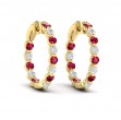 Inside Out Diamond and Ruby Hoop Earrings