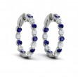 Inside Out Diamond and Blue Sapphire Hoop Earrings