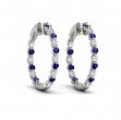 Inside Out Diamond and Blue Sapphire Hoop Earrings