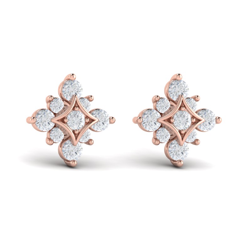 Floating Diamond Star Stud Earrings