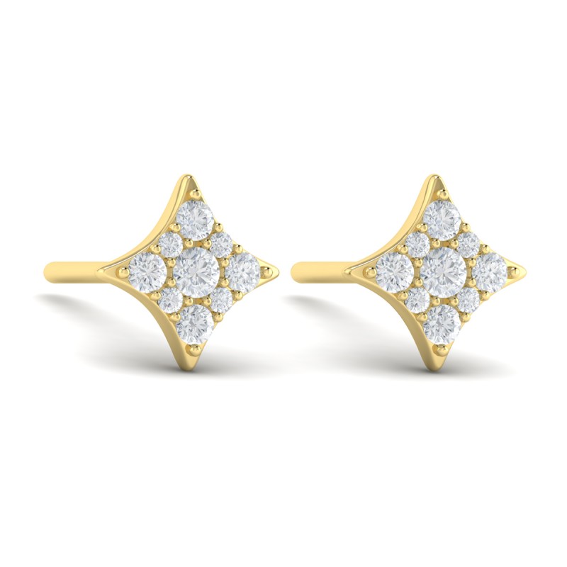 Diamond Cluster Star Stud Earrings