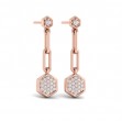 Diamond Honeycomb Link Long Drop Statement Earrings
