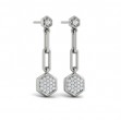 Diamond Honeycomb Link Long Drop Statement Earrings